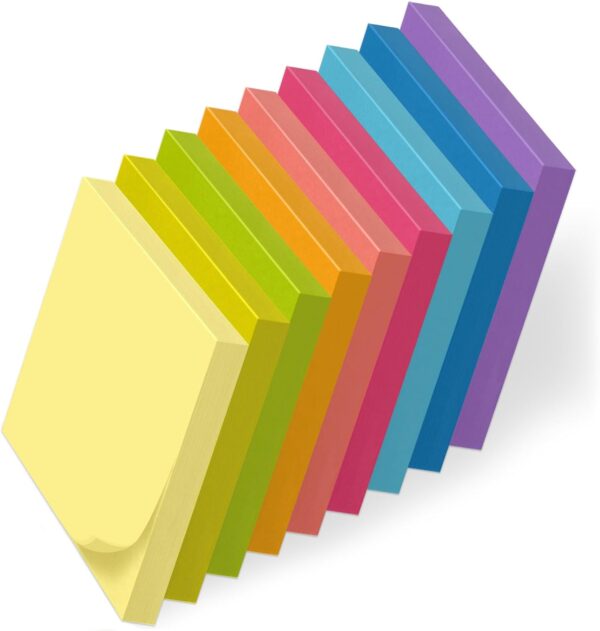 (9 Pack) Sticky Notes 3x3 Inches Colorful Sticky Notes，Super Sticking Power Bright Colors Self-Stick Pads，Easy to Post for School Supplies and Office Products，56 Sheets/Pad,504Sheets