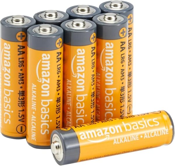Amazon Basics 8-Pack AA Alkaline Batteries, 1.5 Volt, Long-Lasting Power for Remote Controls and Toys, 10-Year Shelf Life
