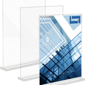 3 Pack Acrylic Sign Holder, 8.5 x 11 inches Clear