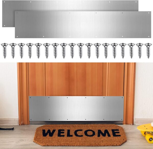 Dunzy 8 x 36 Inches Metal Kick Plate for Bottom of Door Aluminum Kick Plates with Screws
