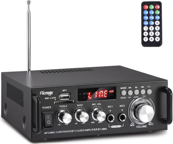 Facmogu 298A Max 300Wx2 Wireless Bluetooth 5.0 Stereo Audio Amplifier, RMS 40Wx2 Power