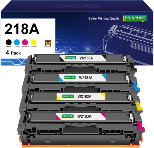 218A Toner Cartridge 4 Pack (no Chip) 3301fdw 3201dw Compatible Replacements for HP 218A Toner Cartridge 218X for Laserjet Pro