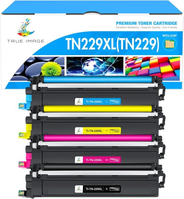 TN229 TN229XL MFC-L3780CDW MFC-L3720CDW Toner Cartridges: Compatible for Brother HL-L3280CDW HL-L3220CDW TN-229XL TN 229XL 229 TN-229XLBK/C/M/Y HL-L3300CDW HL-L3295CDW Printer 4 Pack High Yield