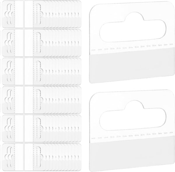 200 Pack Plastic Hang Tags Clear Slot Hole Self Adhesive Hanging Tabs Heavy Duty Clear Plastic Hang Tags Hook for Store Retail Display Tab