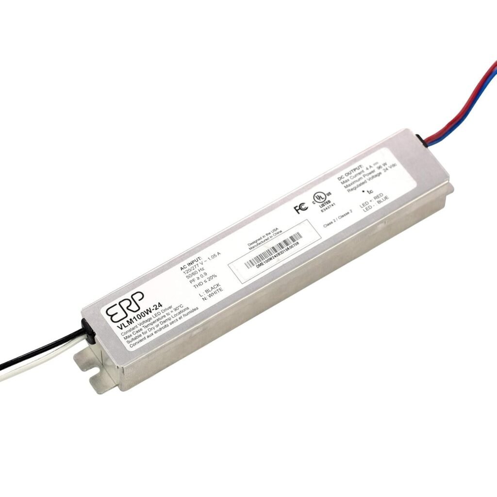 SIRS-E ERP VLM100W-24 Constant Voltage DC Power Compact LED Driver 24V 4A 96W UL Class P for LED Lights and Lighting