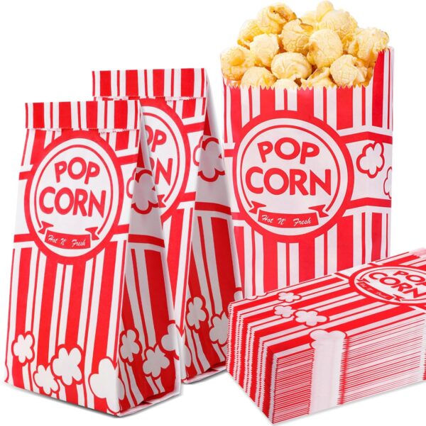 VOISEN Paper Popcorn Bags,100 Pack 1oz Popcorn Bags Individual Servings, Popcorn Bag Bulk for Popcorn Machine,Movie Nights Pop Corn Bags Style:100 Pack