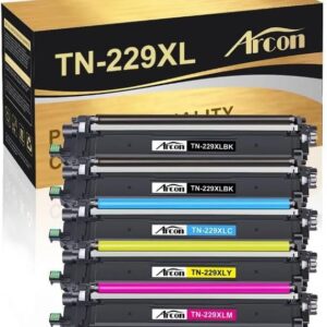 Toner Compatible TN229XL TN229 Toner Cartridges 5 Pack Replacement for Brotder MFC-L3720CDW MFC-L3780CDW HL-L3280CDW HL-L3220CDW HL-L3300CDW Printer, BK/BK/C/M/Y