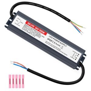 100W LED Driver 24V Power Supply 4.16A, Waterproof IP67 LED Power Adapter